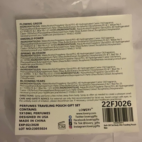 New Lovery traveling perfume set of 5. - Picture 3 of 3